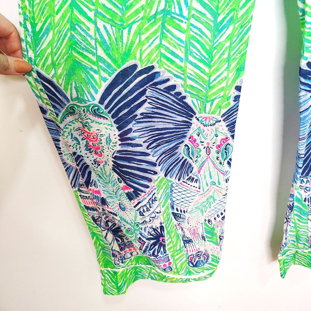 Lilly Pulitzer Womens Small Lolani Pants Elephant Tropical 100% Cotton Resort - Picture 4 of 10